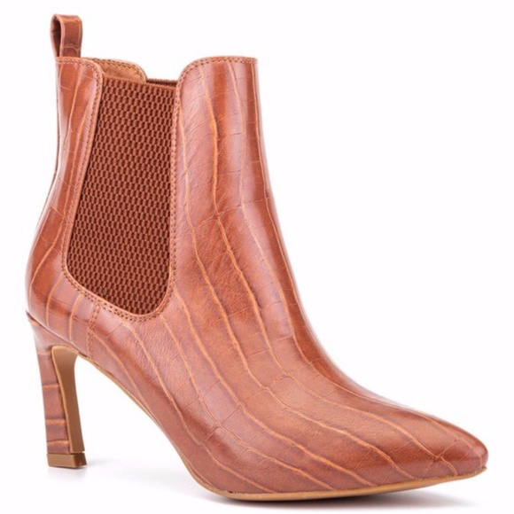 NEW OLIVIA MILLER Stay Sweet Vegan Croc Embossed Boot - Picture 1 of 7